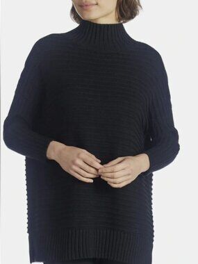 French Connection Mozart Ribbed High Neck Tunic Sweater Size Large 100% Cotton